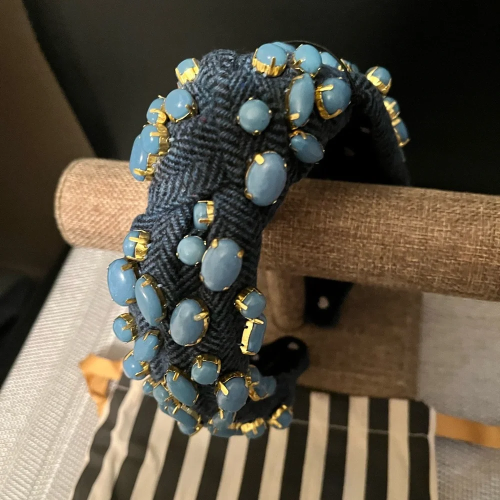 LELE SADOUGHI NWT AUTHENTIC MIDNIGHT PEBBLE CABOCHON KNOTTED HEADBAND - Picture 12 of 16